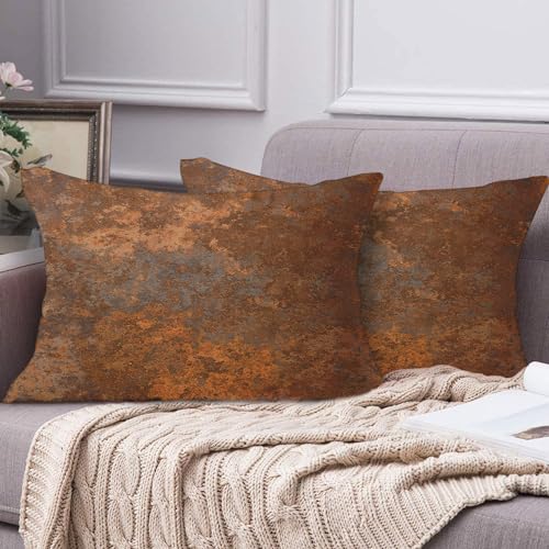 Emvency Throw Pillow Covers Set of 2, 12 x 20 Inch, Rustic Rusty Metal | Copper Brown Outdoor Decorative Square Pillow Cases Couch Cushion Case for Couch Bed Sofa Living Room Home Decor - size: 20" x 12" (Pack of 2)