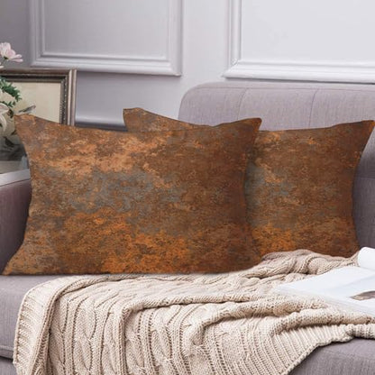 Emvency Throw Pillow Covers Set of 2, 12 x 20 Inch, Rustic Rusty Metal | Copper Brown Outdoor Decorative Square Pillow Cases Couch Cushion Case for Couch Bed Sofa Living Room Home Decor - size: 20" x 12" (Pack of 2)