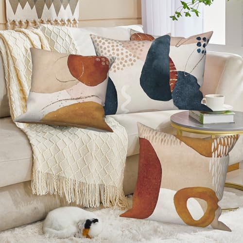 Boho Abstract Pillow Covers Navy Blue Burnt 20x20 Set of 4 - color: Abstract 8, size: 20" x 20" (Pack of 4)
