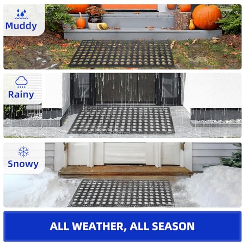 Mibao Front Door Mat, 35.5" x 24", Grey, Grey, Heavy Duty Dirt Trapping - color: Grey, size: 2' x 3' (Rectangular)