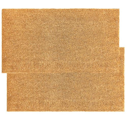 KANKUN Coco Coir Door Mat with Heavy Duty Backing, Welcome Doormat (17" x 30"), Doormat Entrance (Plain - 2Pack) - color: Plain - 2pack