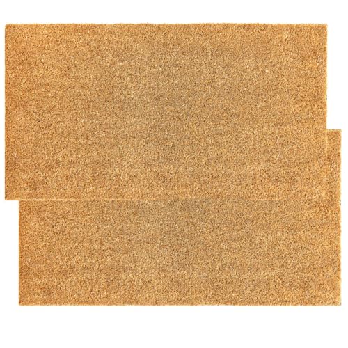 KANKUN Coco Coir Door Mat with Heavy Duty Backing, Welcome Doormat (17" x 30"), Doormat Entrance (Plain - 2Pack) - color: Plain - 2pack