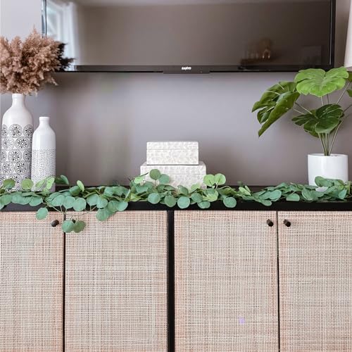 CQURE 28 Pack 196Ft Eucalyptus Garland,Artificial Eucalyptus Leaves Table Greenery Garland Wreath Vines for Wedding Party Fireplace Bedroom Wall Room Decor - size: 196Ft-28Pack-Green