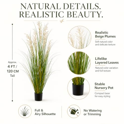 Panlaolao Artificial Plant, 47in Onion Grass Artificial Plant in Pot, Indoor Decorative Flowers &Greenery for Home and Office, Ideal Housewarming Gift
