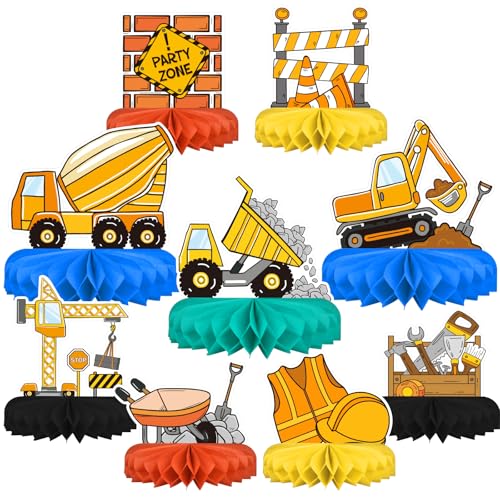 Construction Birthday Party Supplies - Construction Themed Honeycomb Centerpiece ，Table Decorations Construction Themed Birthday Party Decorations - style: construction