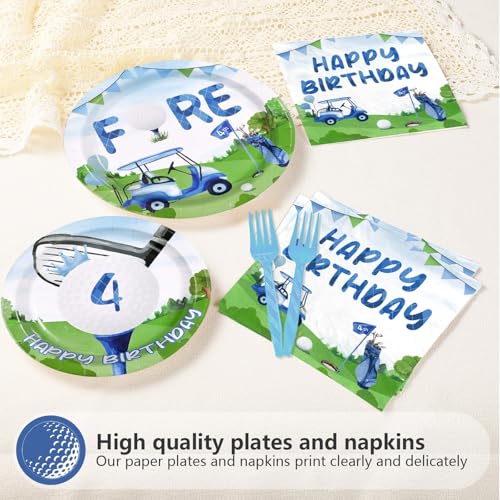 96 Pcs Golf 4th Birthday Party Supplies, Serves 24 - style: Golf 4th KitL
