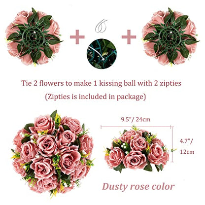 BLOSMON Flower Ball Centerpieces for Wedding: 10 Pcs Dusty Pink Fake Roses - color: Dusty Rose