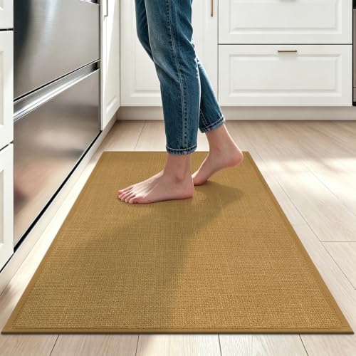 SHACOS Non Slip Kitchen Sink Rug, 17x30 Inch, Mustard - color: Mustard, size: 17x30"