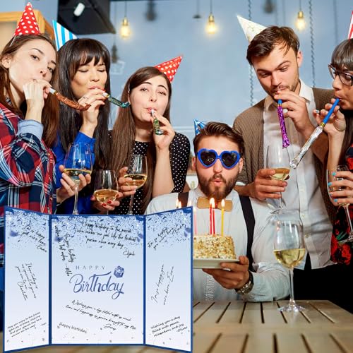 Crenics Blue Birthday Guest Sign in Book Alternative 18" x 12" - color: Blue