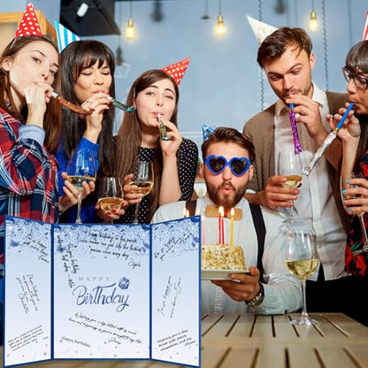 Crenics Blue Birthday Guest Sign in Book Alternative 18" x 12" - color: Blue
