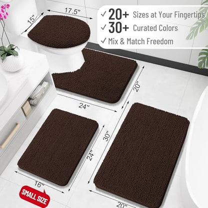 OLANLY Toilet Rugs U-Shaped 20x20, Soft Absorbent Chenille Contour Rugs - color: Brown, size: 20" X 20" Contour Rug