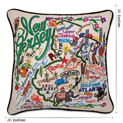 Catstudio New Jersey Hand Embroidered Pillow, Decorative Throw Pillow - color: New Jersey