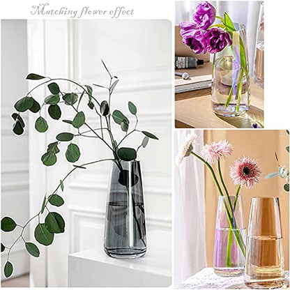 FANTESTICRYAN Modern Glass Vase, 8.7''H Decor Flower Vases, Crystal Grey - color: Crystal Grey