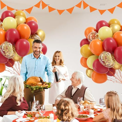 60pcs 12inch Fall Balloons with Burgundy Gold Burnt Orange Balloons - color: Burnt Orange Burgundy