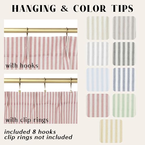 Lino Rosa Christmas Curtains for Kitchen,Red Country Farmhouse Short Curtains for Small Windows 24 x 18 Inch Length - color: Red, size: 24"W x 18"L (Pack of 2)