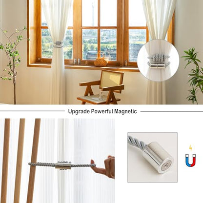 Curtain Tiebacks Magnetic Decorative Rope Tie Backs Holdbacks Contoeey - color: Grey