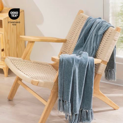 RECYCO Chenille Throw Blanket for Couch, 50"x60", Dusty Blue - color: Dusty Blue, size: 50'' X 60''