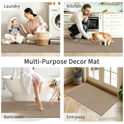 SHACOS Non Slip Kitchen Sink Rug, 17x30 Inch, Brown - color: Brown, size: 17x30"