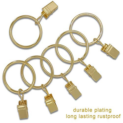 LLPJS Curtain Rings with Clips, 1.26 inch ID, 100 Pack, Gold - color: Gold, size: 1.26" I D Set of 100