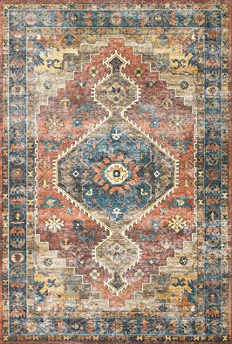 Loloi Skye Rust/Blue 2'-0" x 5'-0" Accent Rug - color: Rust / Blue, size: 2' x 5' (Rectangular)