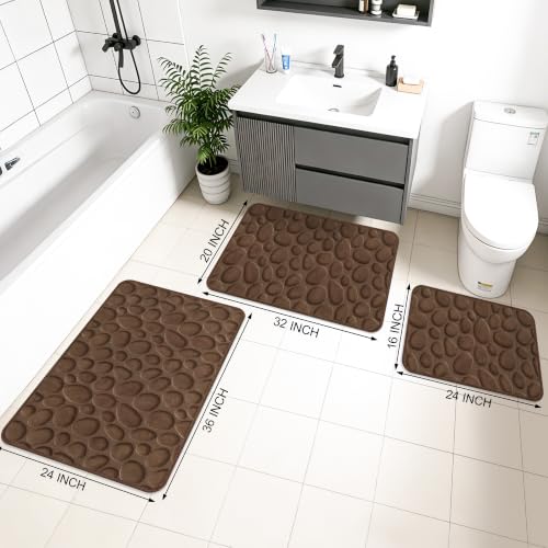 Memory Foam Bath Mat 24x16, Soft Absorbent Bathroom Rug, Brown - color: Brown, size: 16"x24"