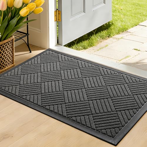 Front Door Mat, Heavy Duty Non-Slip Doormat 29.5"x17", Grey - color: Grey, size: 1'5" x 2'6" (Rectangular)