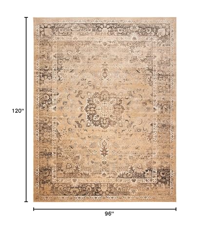 SAFAVIEH Area Rug 8x10 - Vintage Collection - Large - Warm Beige, Viscose, Distressed Design, Slip Resistant, Ideal for Living Room, Bedroom, Office, Dining Space (VTG113-660) - color: Warm Beige, size: 8' x 10' (Rectangular)