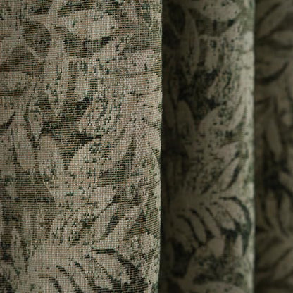 ENJOYBRIDAL Green Leaf 63 Inch Curtains 2 Panel Set Farmhouse Short Drapes Semi Sheer Rod Pocket Bedroom Rustic Window Curtain Panels Living Room Boho Aesthetic Country Tassel Window Treatments - color: B Jacquard Green Leaves, size: 52"W x 63"L (Pack of