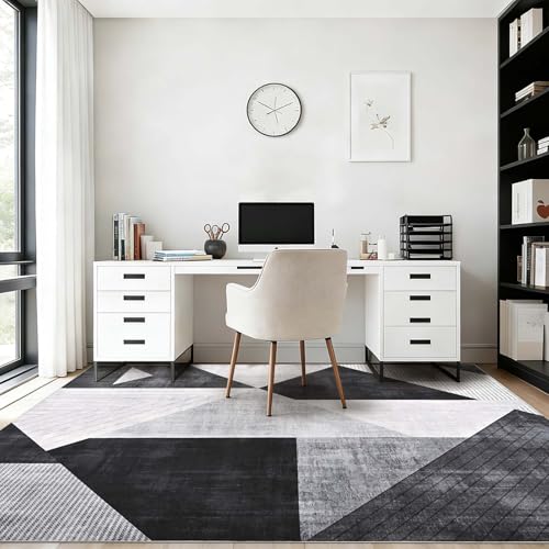 Yinhua Geometric 6x9 Area Rugs Modern Rugs for Living Room Washable, Grey - color: Grey, size: 6' x 9' (Rectangular)