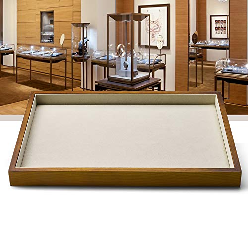 Oirlv Solid Wood Jewelry Tray,Jewelry Drawer Organizer,Watch Tray(Cream) - color: Creamy-white flat tray