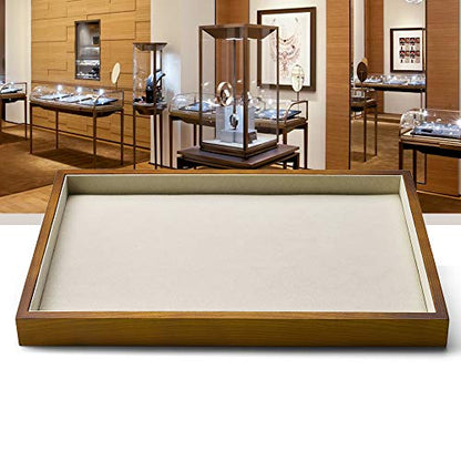 Oirlv Solid Wood Jewelry Tray,Jewelry Drawer Organizer,Watch Tray(Cream) - color: Creamy-white flat tray