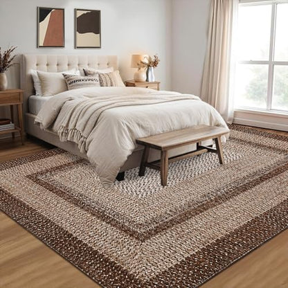 RUGSREAL Washable Rug 5x7 Modern Geometric Living Room Bedroom Rugs - color: Brown, size: 5' x 7' (Rectangular)
