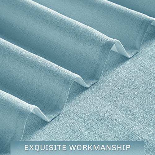 Melodieux Blue Semi Sheer Curtain Valance for Kitchen Cafe Small Windows Linen Look Rod Pocket, 52 by 18 Inch, 1 Panel - color: Blue, size: 52"W x 18"L (Pack of 1)