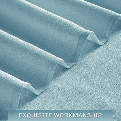 Melodieux Blue Semi Sheer Curtain Valance for Kitchen Cafe Small Windows Linen Look Rod Pocket, 52 by 18 Inch, 1 Panel - color: Blue, size: 52"W x 18"L (Pack of 1)