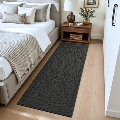 DEXI Hallway Runner Rug Non Slip, 2x6 Washable Runners Carpet, Dark Grey - color: Dark Grey, size: 24" X 72" (Runner)