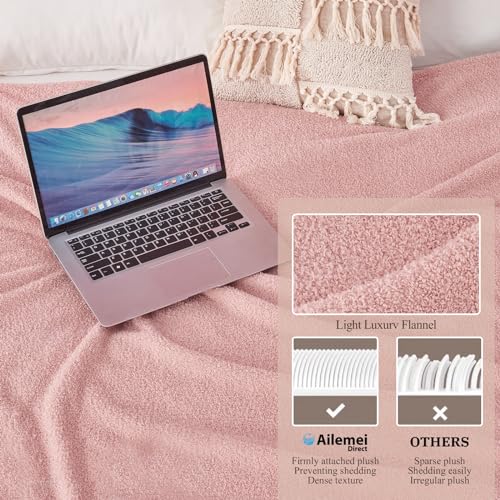 Ailemei Direct Knit Throw Blanket for Bed, Soft Thin Blankets for Sofa, Couch, Camping, Office Chair, Cozy Touch Lightweight Breathable Blanket All Season Use, Dusty Rose 50"×70" - color: Dusty Rose