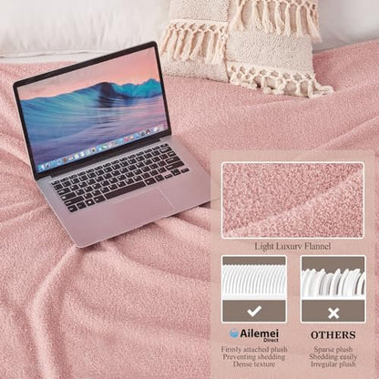 Ailemei Direct Knit Throw Blanket for Bed, Soft Thin Blankets for Sofa, Couch, Camping, Office Chair, Cozy Touch Lightweight Breathable Blanket All Season Use, Dusty Rose 50"×70" - color: Dusty Rose