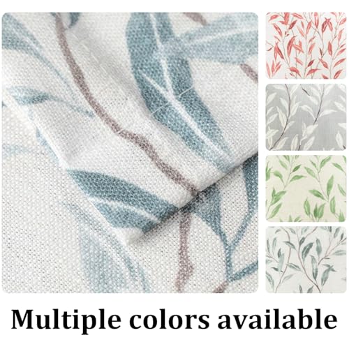 VOGOL Leaf Pattern Valance, Faux Linen Window Topper, 60x14, Blue - color: Blue, size: 60"W x 14"L (Pack of 1)