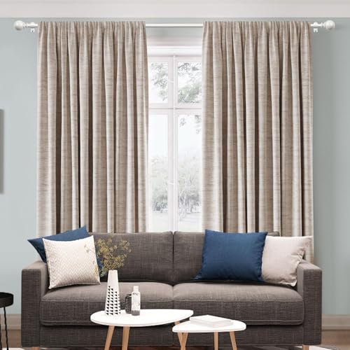 KAMANINA 7/8 Inch White Curtain Rod 32 to 86 Inch with Round Finials - color: Ivory White, size: 48-84"