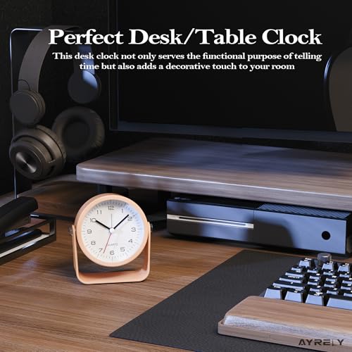 AYRELY® 3.5" Small Analog Travel Alarm Clock, Battery Operated Desk Clock - color: Pink