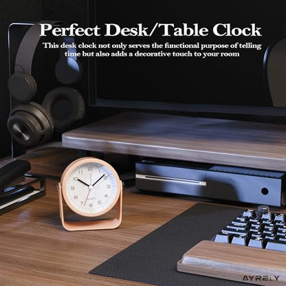 AYRELY® 3.5" Small Analog Travel Alarm Clock, Battery Operated Desk Clock - color: Pink