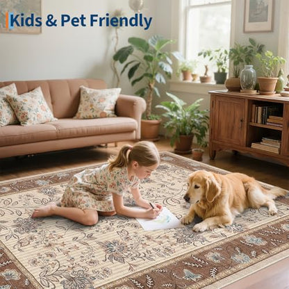 GarveeHome 5x7 Area Rug Brown Washable Rugs for Living Room Bedroom - color: Brown, size: 5' x 7' (Rectangular)