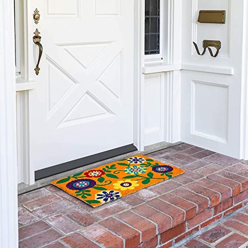 Juvale Floral Coir Door Mat - 17 x 30 in, Natural & Modern - Outdoor Welcome Mat for Front Door & Patio with PVC Backing - color: 17 X 30 In, Natural & Modern