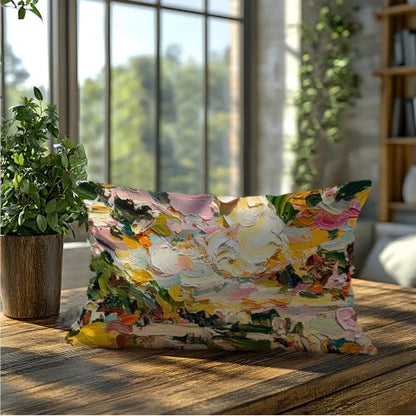 Abstract Colorful Floral Lumbar Throw Pillow Cover 12x20 Double-Sided - color: Abstract -15
