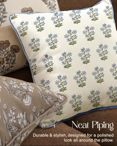 Vintage Throw Pillow Covers Set of 2, 18x18, Blue Little Flower - color: Blue Little Flower