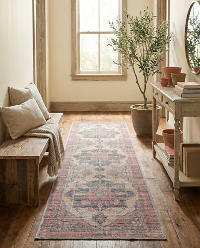 Rugs.com - Nostalgia Rug – 8 Ft Runner Antique Beige Washable Rug – Vintage Medallion for Hallways and Entryways - size: 2' x 7'10" (Runner)