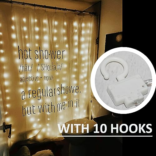 Solhice Curtain Shower Light, 72 x 72 Inches Battery Operated Waterproof Curtains Fairy Lights with 10 Hooks for Inside Shower, 180 LEDs Lighting Indoor Outdoor Decor (NO Curtain)