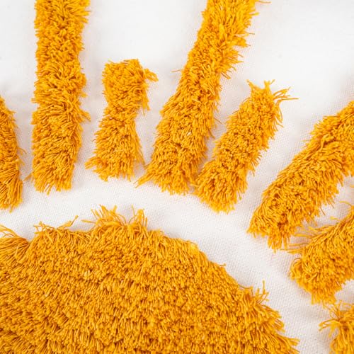 Adabana Boho Decorative Throw Pillow Covers 12x20 Tufted Yellow Sun Sunshine Pillow Cover for Bedroom Living Room Bed Sofa - color: Yellow and White-c Rising, size: 20" x 12" (Pack of 1)