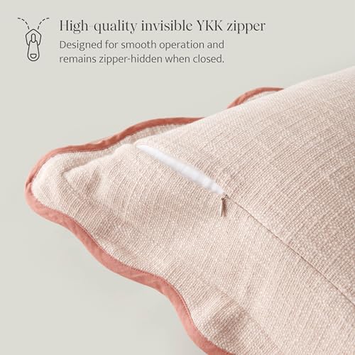 Double Stitch 100% Cotton Scalloped Throw Pillow Covers, Shell Pink - color: Shell Pink, size: 20" x 20" (Pack of 1)