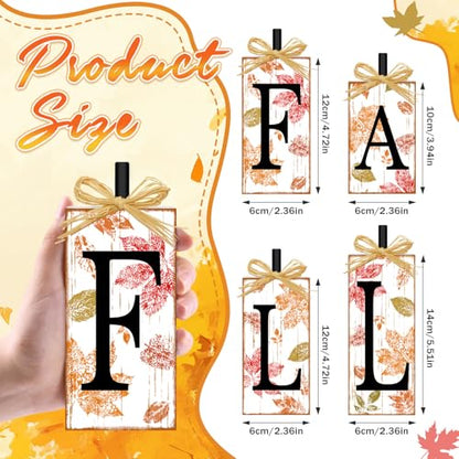 Britimes Fall Maple Leaf Sign Tiered Tray Decor, 4 Pack, Wooden - style: White Fall Lettered
